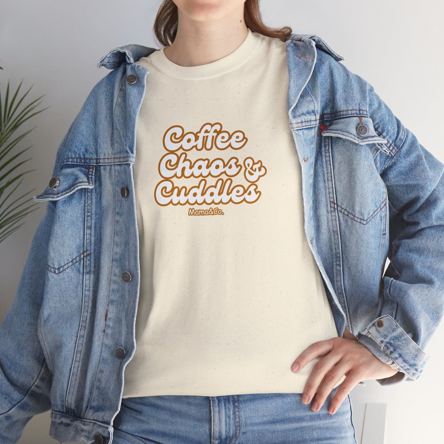 "Coffee, Chaos & Cuddles" Cotton Tee