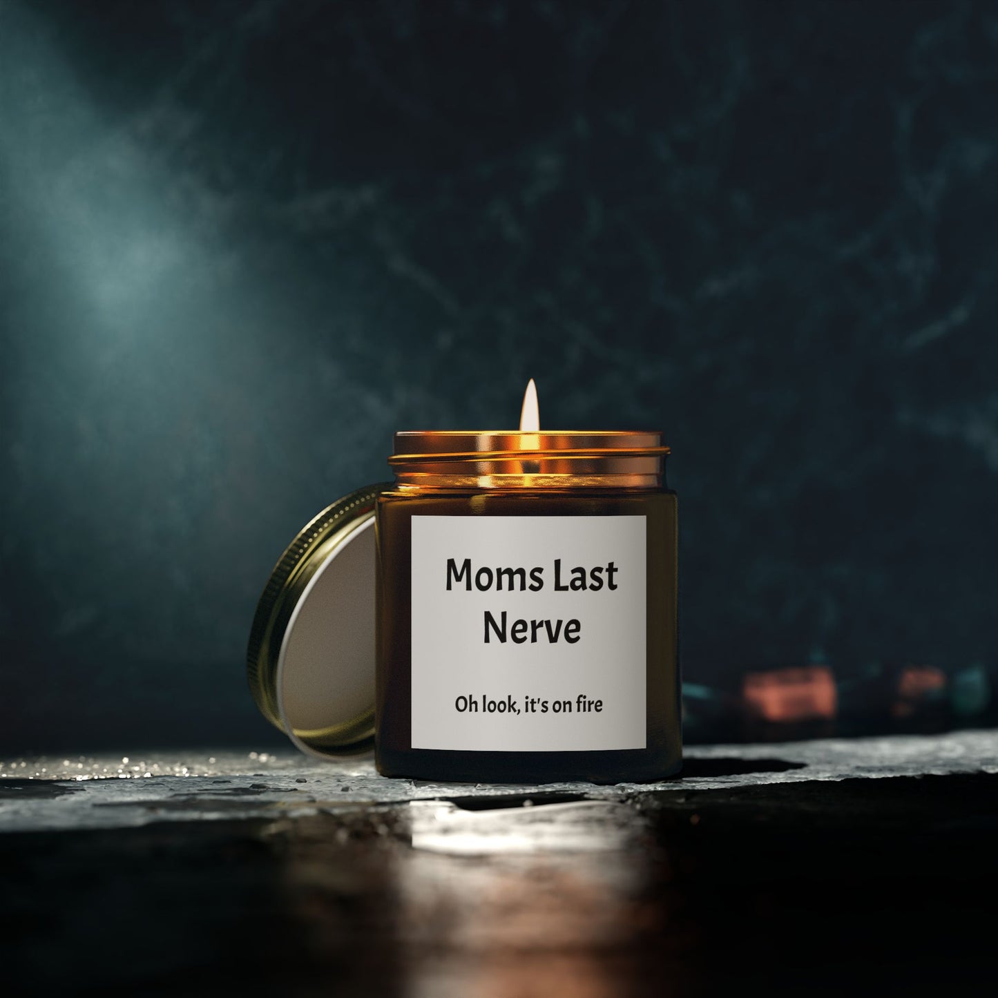 "Moms last nerve, oh look it's on fire" Scented Candles, Coconut Apricot Wax (4oz, 9oz)