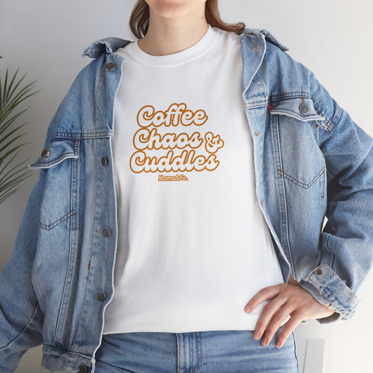 "Coffee, Chaos & Cuddles" Cotton Tee